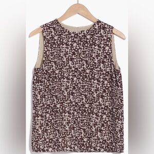 NWT. Theory Straight Shell Silk Blouse, Darkest Red Multi Floral Crepe, Size S